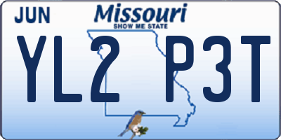 MO license plate YL2P3T