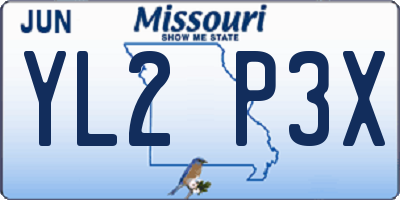 MO license plate YL2P3X