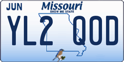 MO license plate YL2Q0D