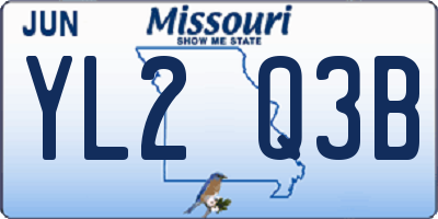 MO license plate YL2Q3B