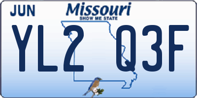 MO license plate YL2Q3F