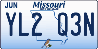 MO license plate YL2Q3N