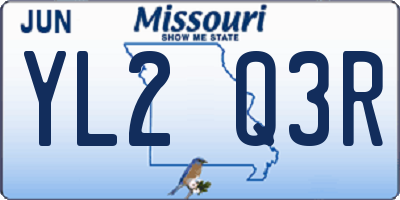 MO license plate YL2Q3R