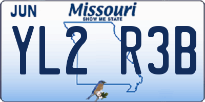 MO license plate YL2R3B