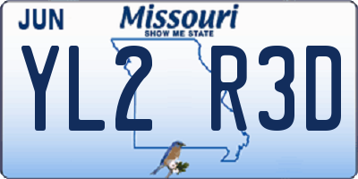 MO license plate YL2R3D