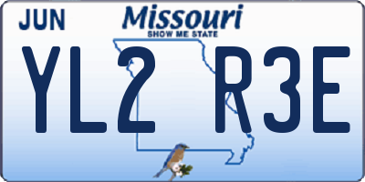MO license plate YL2R3E