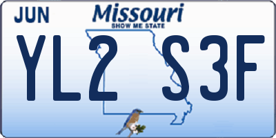 MO license plate YL2S3F
