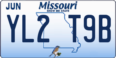 MO license plate YL2T9B