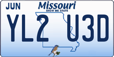 MO license plate YL2U3D