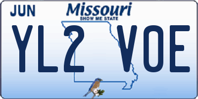 MO license plate YL2V0E