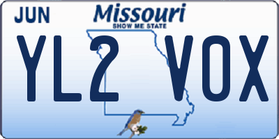 MO license plate YL2V0X