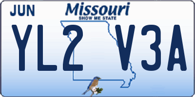MO license plate YL2V3A