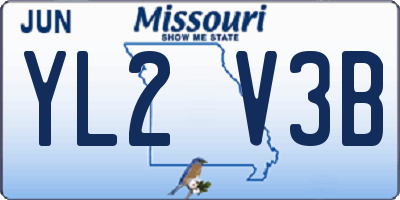 MO license plate YL2V3B