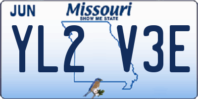 MO license plate YL2V3E