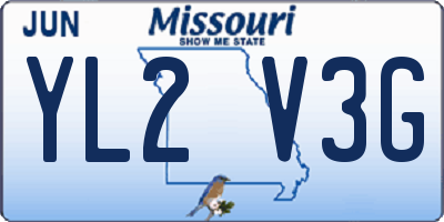 MO license plate YL2V3G