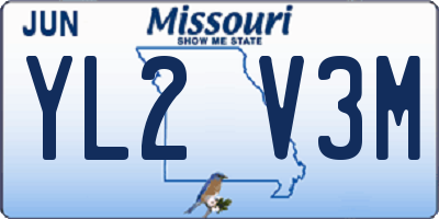 MO license plate YL2V3M
