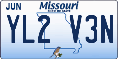 MO license plate YL2V3N