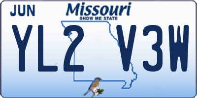 MO license plate YL2V3W