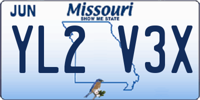 MO license plate YL2V3X