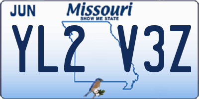 MO license plate YL2V3Z