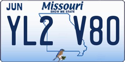 MO license plate YL2V8O