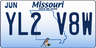MO license plate YL2V8W