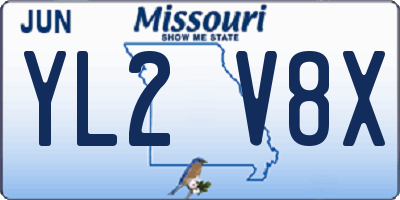 MO license plate YL2V8X