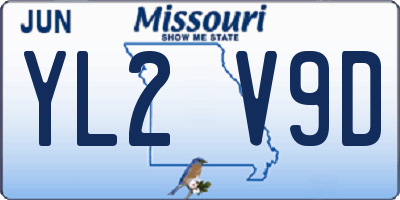 MO license plate YL2V9D