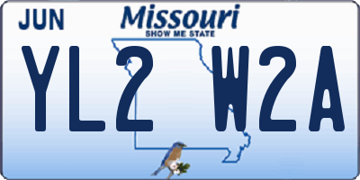 MO license plate YL2W2A