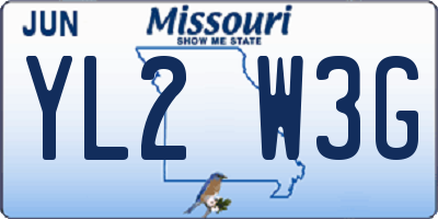 MO license plate YL2W3G