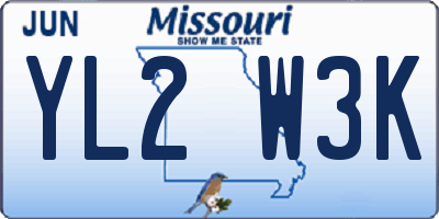 MO license plate YL2W3K