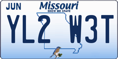 MO license plate YL2W3T