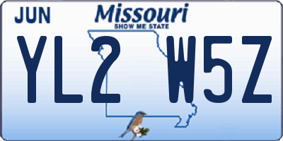 MO license plate YL2W5Z