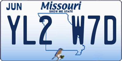 MO license plate YL2W7D