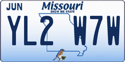 MO license plate YL2W7W