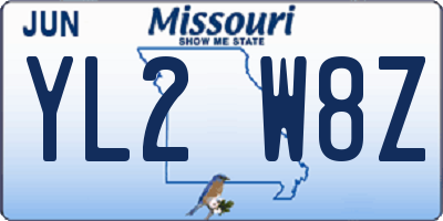 MO license plate YL2W8Z