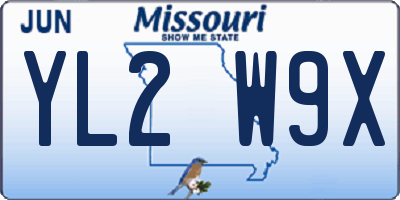 MO license plate YL2W9X