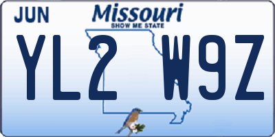 MO license plate YL2W9Z