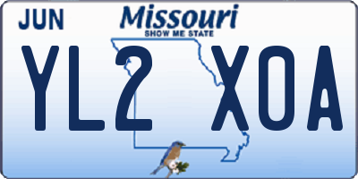 MO license plate YL2X0A