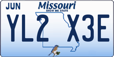 MO license plate YL2X3E