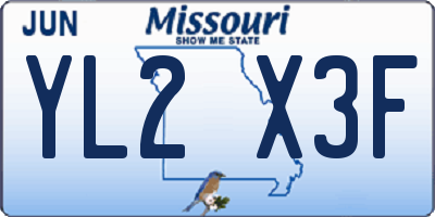 MO license plate YL2X3F