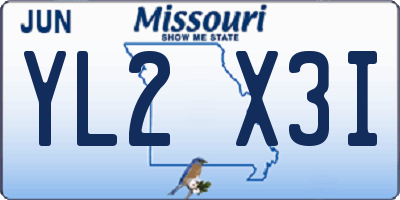 MO license plate YL2X3I