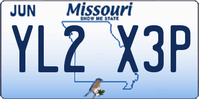 MO license plate YL2X3P