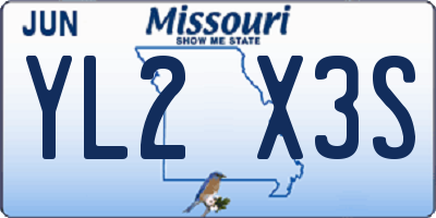 MO license plate YL2X3S