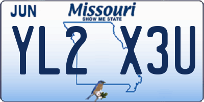 MO license plate YL2X3U