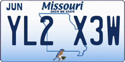 MO license plate YL2X3W