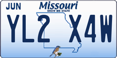 MO license plate YL2X4W
