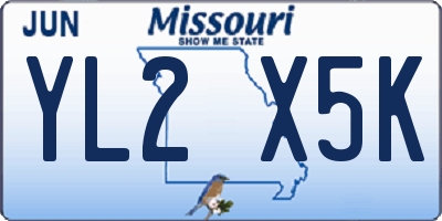 MO license plate YL2X5K