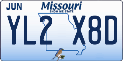 MO license plate YL2X8D