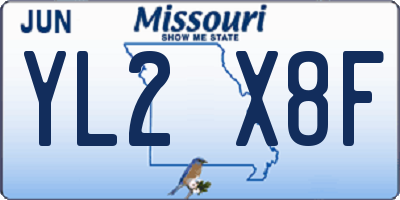 MO license plate YL2X8F